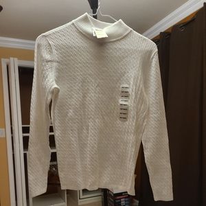 White high neck knit sweater